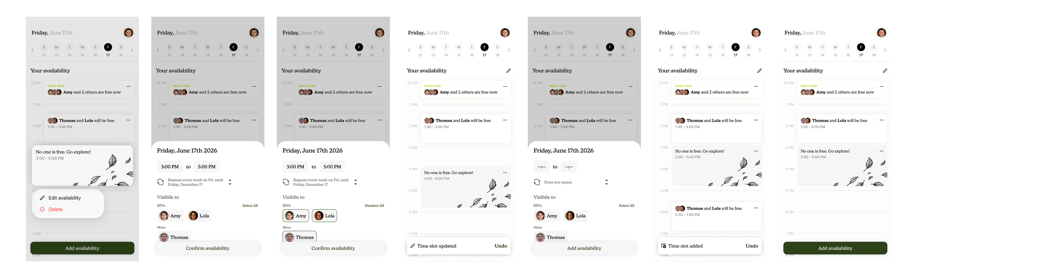 Final NUdge availability editing screen